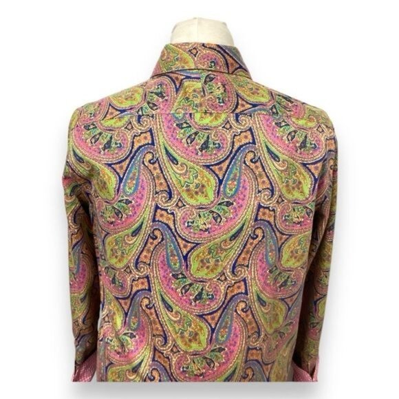 Chaps Women’s Long Sleeve Button Front No-Iron Paisley Shirt, Multi, size M - Picture 4 of 7
